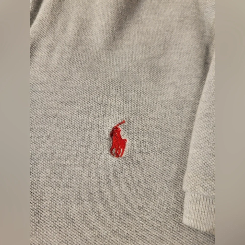 VTG Polo by Ralph Lauren Men's L Solid Gray Polo Shirt Red Logo Preppy Classic